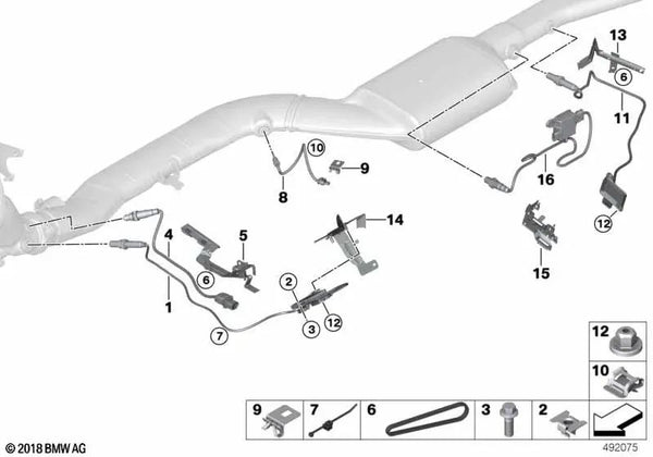 Soporte de cable NOX / Sensor PM para BMW F07, F10, F11, F02N, F15 (OEM 13628570041). Original BMW