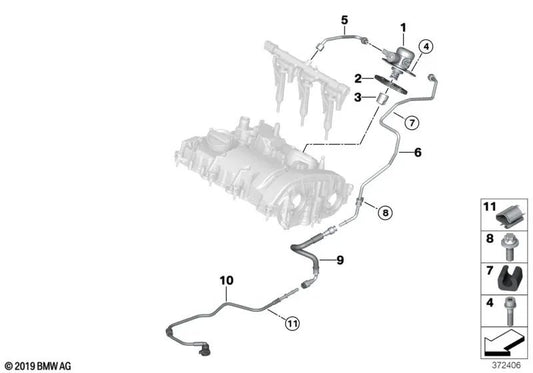 Tubería de alimentación del compartimiento del motor para BMW I12, I12N, I15 (OEM 13537639982). Original BMW