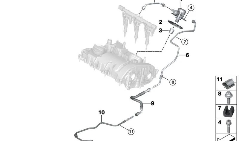 OEM Fuel Pipe 16127339271 for BMW I12 (i8 Coupe), I15 (i8 Roadster). Genuine BMW.