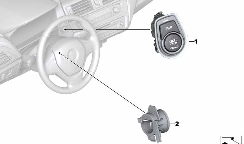 Start-/Stoppschalter für BMW 2er F45, F46, X1 F48, X2 F39 (OEM 61319289136). Original BMW