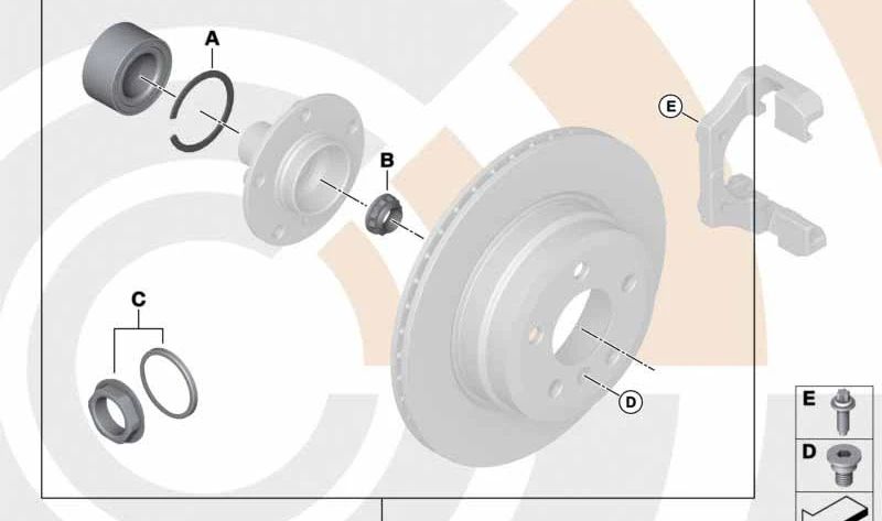 Kit de reparación de cojinete de rueda trasera para BMW Serie 2 F45, F46, X1 F48N, F49, MINI F54, F60 (OEM 33418854055). Original BMW