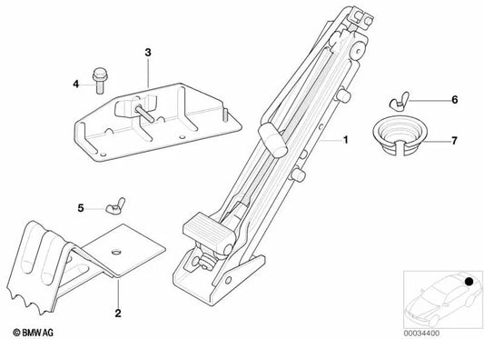 Jack mounting bracket for BMW 7 Series E38 (OEM 71111095383). Original BMW.