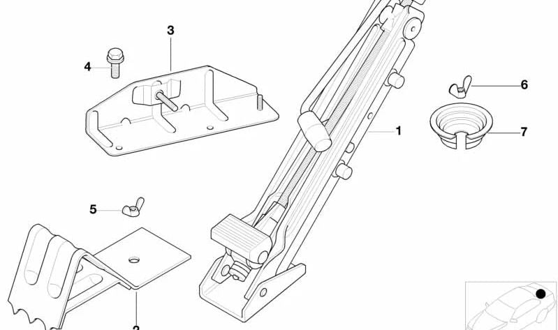 Gato articulado de acero para BMW Serie 7 E38 (OEM 71111096489). Original BMW