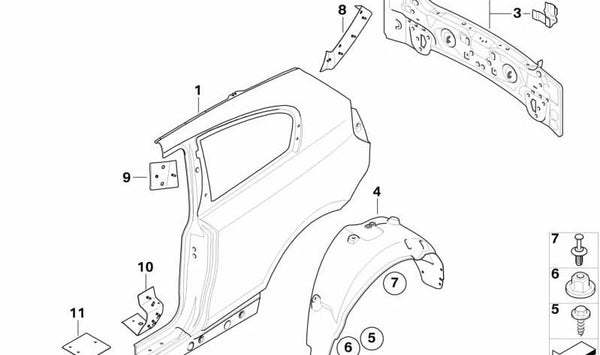 Cubierta Trasera para BMW Serie 1 E81, E87, E87N (OEM 41347130995). Original BMW