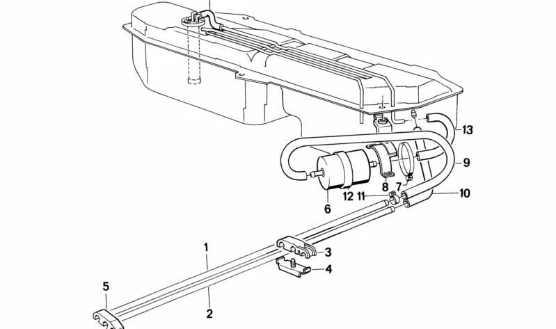 Tubo de retorno de combustible para BMW E30 (OEM 16121179682). Original BMW.