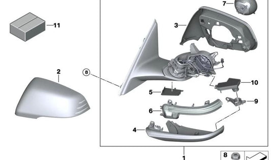 Heated left exterior mirror with memory OEM 51169448527 for BMW F44 (Original BMW).