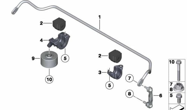 Amortiguador de vibraciones derecho para BMW Serie 5 F07, F10, F11 (OEM 33506857532). Original BMW