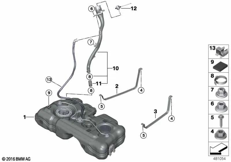 Tubo de llenado de plástico para BMW X1 F48, F48N Serie X2 F39 (OEM 16117390783). Original BMW