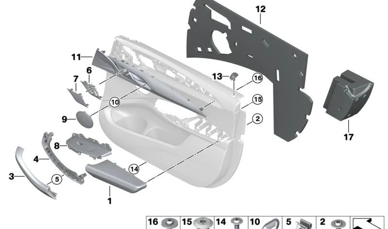 Moldura interior de puerta en negro piano (delantera derecha) OEM 51418093518 para BMW G01, F97, G02, F98. Original BMW.