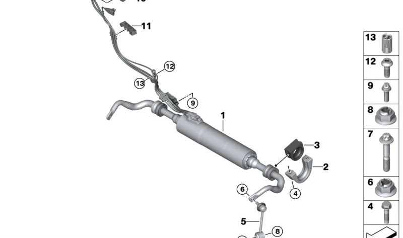 Barra estabilizadora trasera activa OEM 37106899791 para BMW G05, F95, G06, F96, G07. Original BMW