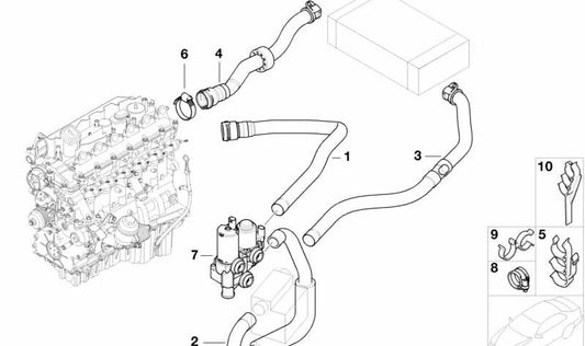 Dreifachschlauchunterstützung für die BMW 3 E46 -Serie (OEM 64216918537). Original BMW