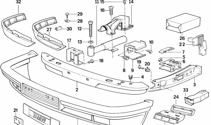 Right insert for BMW 7 Series E32 (OEM 51118116324). Original BMW