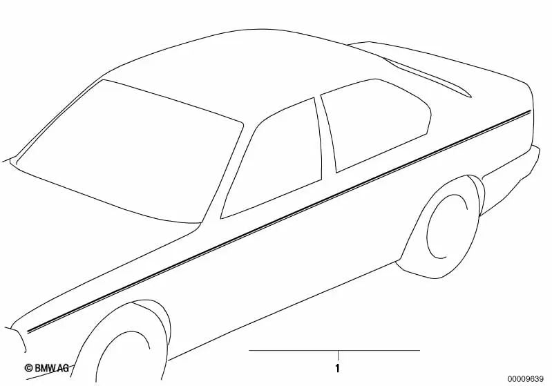 Tiras decorativas para BMW Serie 3 E21, E30, E36 Serie 5 E12, E28, E34 Serie 6 E24 Serie 7 E23, E32 Serie 8 E31 (OEM 51141933217). Original BMW