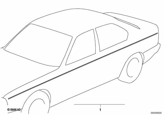 Tiras decorativas para BMW Serie 3 E21, E30, E36 Serie 5 E12, E28, E34 Serie 6 E24 Serie 7 E23, E32 Serie 8 E31 (OEM 51141933378). Original BMW.