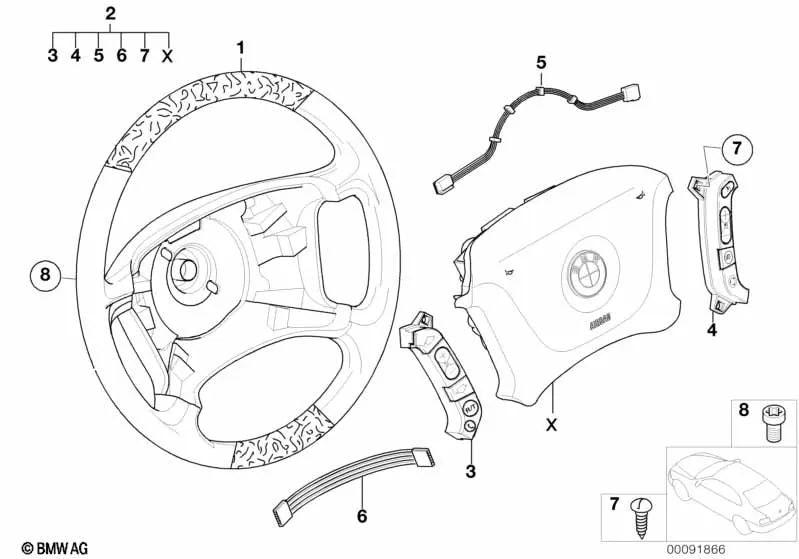 Interruptor de Control de Velocidad/Recirculación de Aire para BMW E39, E38, E83, E53 (OEM 61316922854). Original BMW.