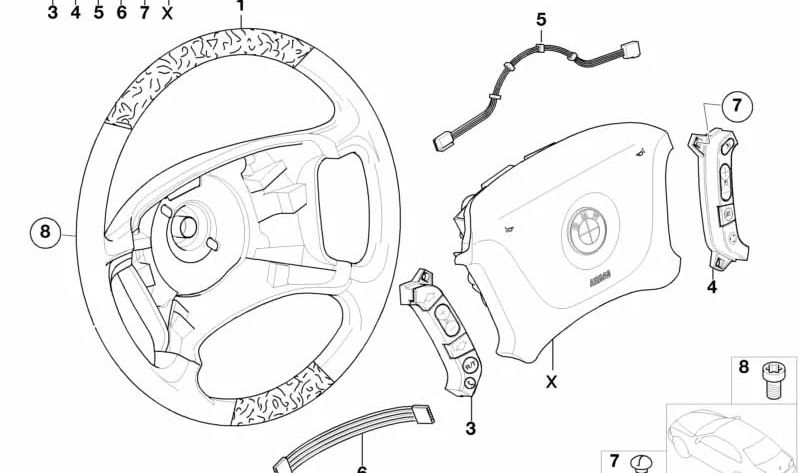 Cable Adaptador Módulo de Airbag para BMW E39, E38 (OEM 61318373748). Original BMW