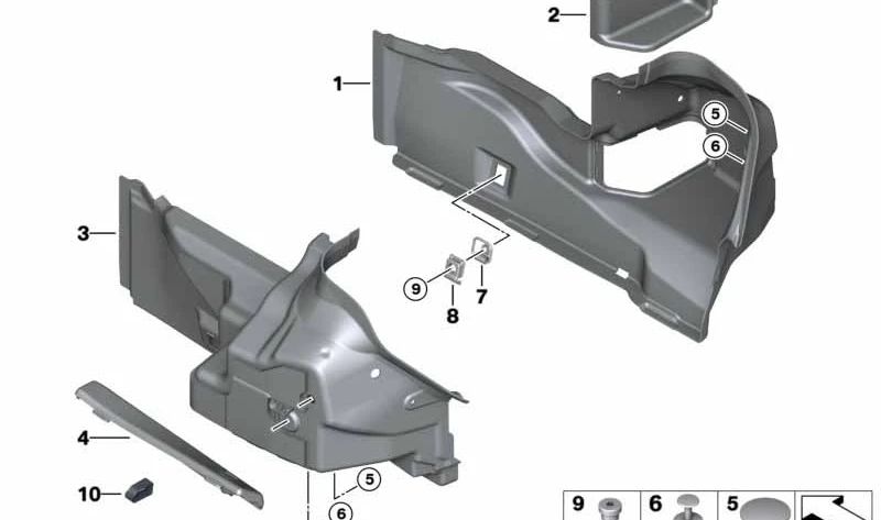 Revestimiento de paso de rueda izquierda para BMW Serie 6 F12, F12N (OEM 51477261503). Original BMW.