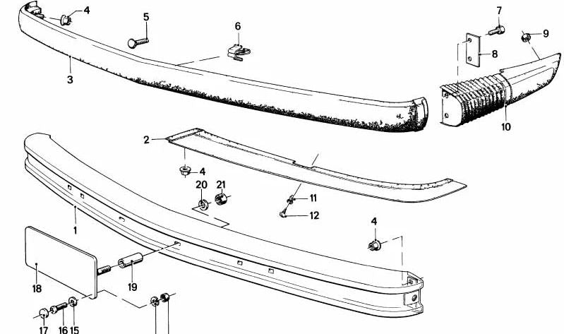 Front center bumper OEM 51111880495 for BMW E21. Original BMW.