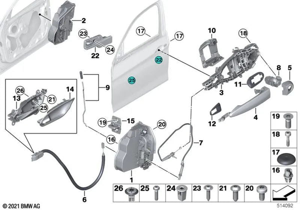 Crashpad izquierdo para BMW F21, F22, F23, F87 (OEM 51337349067). Original BMW