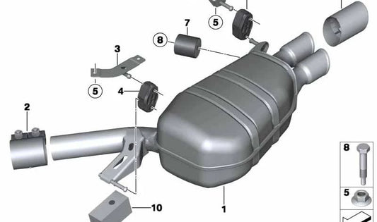 Rear silencer for BMW 5 Series F07N (OEM 18308573207). Original BMW