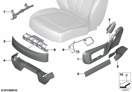 Couvercle de siège extérieur droit pour BMW G07, G07N (OEM 52209458250). BMW d'origine.