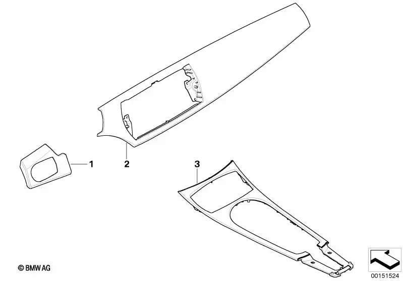 Embellecedor consola central de madera de álamo natural para BMW Z4 E85 (OEM 51167896473). Original BMW