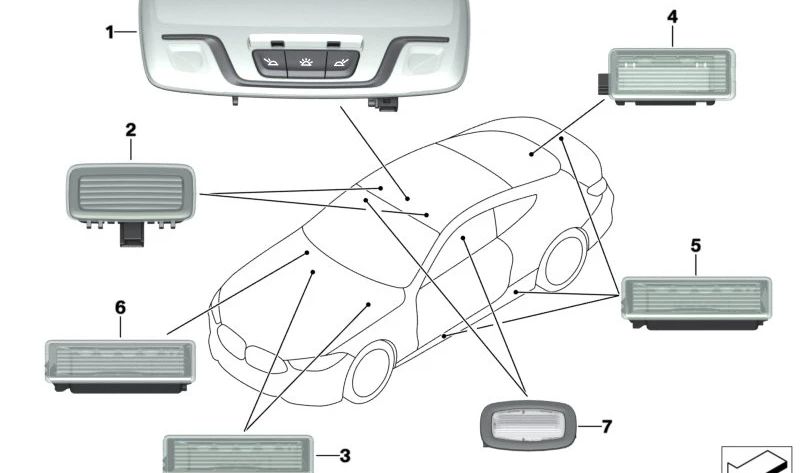 Luz LED para espejo OEM 63319397852 para BMW F20, F21, F22, F23, F30, F31, F32, F33, F34, F35, F36, F39, F45, F46, F48, F49, F52, F80, F82, F87, F90, F91, F92, F93, F06, F12, F13, F15, F16, F85, F86, F95, F97, F98, G01, G02, G05, G06, G08, G11, G12,