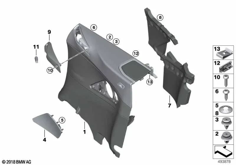 Revestimiento lateral izquierdo para BMW G14 Serie 8 (OEM 51419461891). Original BMW.