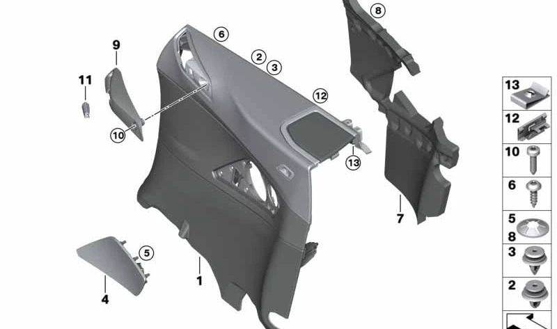 Revestimiento lateral izquierdo para BMW G14 (OEM 51419461647). Original BMW