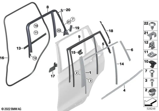 Embellecedor C-Pilar Puerta trasera izquierda para BMW X3 F25 (OEM 51357250381). Original BMW