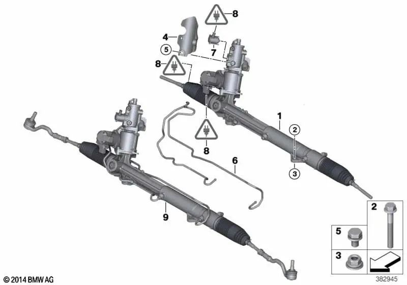 Conjunto de tuberías de dirección activa para BMW E70, E70N, F15, E71, F16 (OEM 32106783745). Original BMW