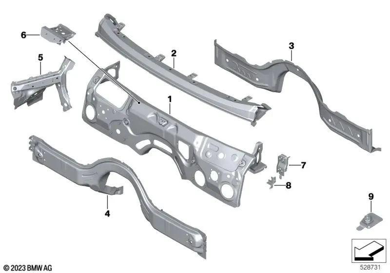 Tabique de Comparto de Agregados Izquierdo para BMW Serie 5 F90, G30, G31, G38, G60 y Serie 7 G11, G12, G70 y Serie 8 F91, G14, G15 (OEM 41007412947). Original BMW