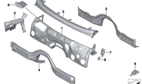 Soporte del tubo transversal izquierdo OEM 41007412977 para BMW F90, G30, G31, G38, G32, G11, G12. Original BMW