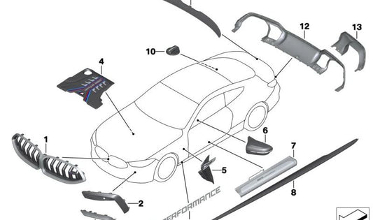 Embellecedor M iluminado entrada delantera izquierda para BMW F92 (OEM 51478098365). Original BMW.