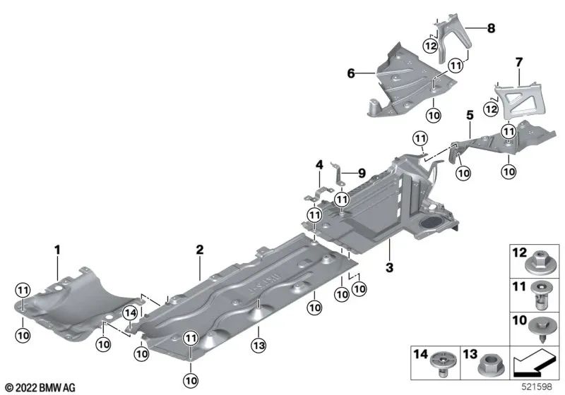 Revestimiento Inferior Central para BMW Serie 1 F40, Serie 2 F44, F45N, F46N, U06, X1 F48N, U11, X2 F39 y MINI F54, F54N, F60, F60N (OEM 51757931725). Original BMW