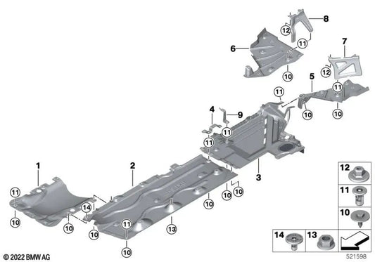 Right Diffuser Bracket for BMW 2 Series U06, X1 U11, U12 (OEM 51758498406). Original BMW