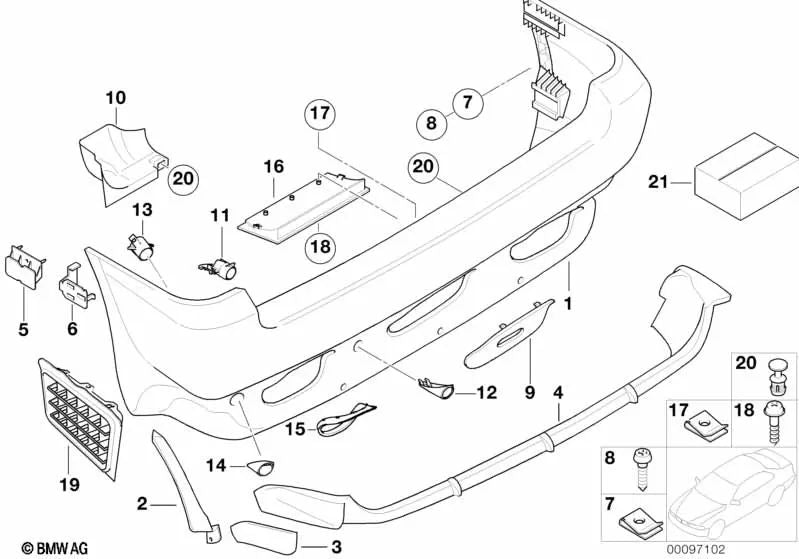 Protector térmico derecho para BMW X5 E53 (OEM 51127010124). Original BMW.