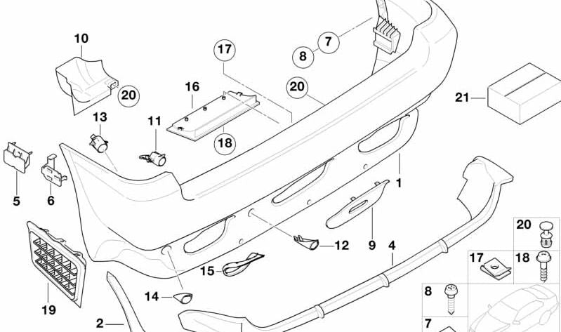 Soporte derecho para BMW X5 E53 (OEM 51128408392). Original BMW