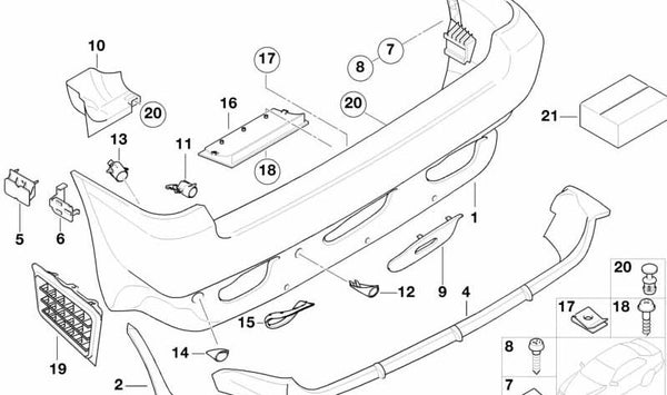 Embellecedor interior para BMW X5 E53 (OEM 51128268367). Original BMW