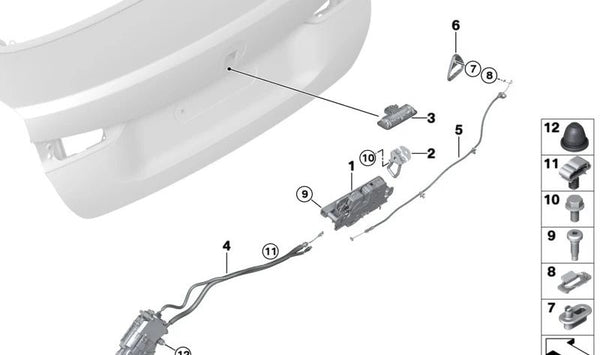 Interruptor portón trasero para BMW G22, G26, G82 (OEM 51248492533). Original BMW