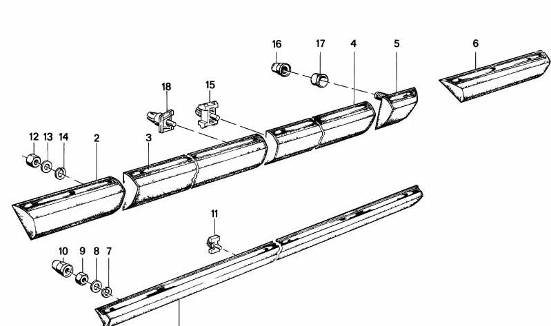 Moldura lateral puerta delantera derecha OEM 51131885284 para BMW E23. Original BMW.