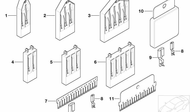 Carcasa de aislamiento para conector de peine para BMW E36, E46, E39, E60, E61, E63, E64, E38, E65, E66, E83, F25, E53, E70, E71, E72, E85, E86, E52 (OEM 61131393766). Original BMW