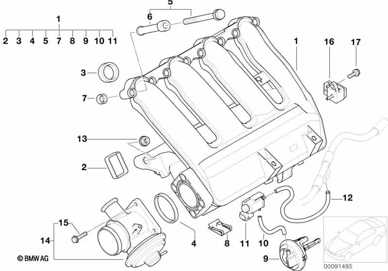 Elemento de fijación para BMW Serie 1 E87, Serie 3 E46, E90, E91, E92, E93, Serie 5 E39, E60, E61, Serie 6 E63N, E64N, Serie 7 E38, E65, E66, X3 E83, X5 E53, E70, X6 E71 (OEM 11612246948). Original BMW