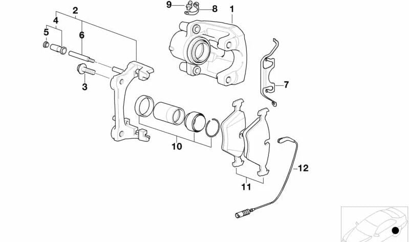 Carcasa de pinza de freno izquierda para BMW E46, E83, E83N (OEM 34216765883). Original BMW