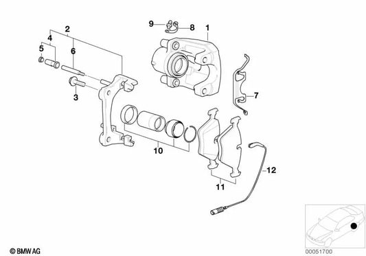 Carcasa de pinza de freno derecha para BMW Serie 3 E46, Z4 E85 (OEM 34216758128). Original BMW