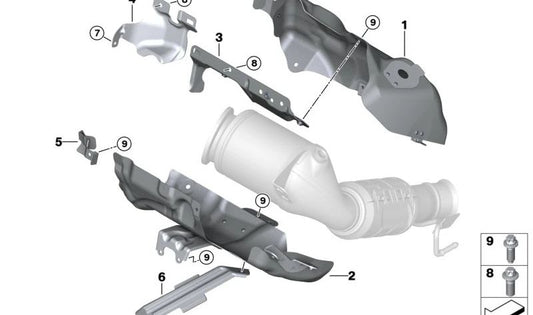 Protecteur thermique inférieur pour le turbocompresseur OEM 11658489634 pour BMW (modèles compatibles: U06). BMW d'origine.