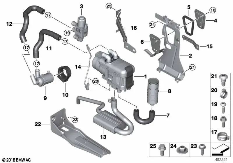 Zusätzliche Unterstützung für BMW G05, G06, G07 (OEM 6421939985). Original BMW