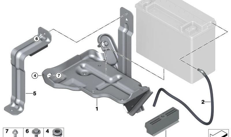 Battery holder for BMW I01, I01N (OEM 61218602813). Original BMW