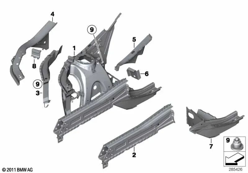 Left front wheel arch for BMW F25, F26 (OEM 41107266997). Genuine BMW