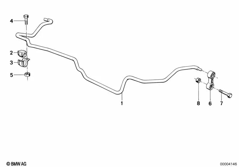 Estabilizador trasero para BMW Serie 5 E34 (OEM 33552226507). Original BMW